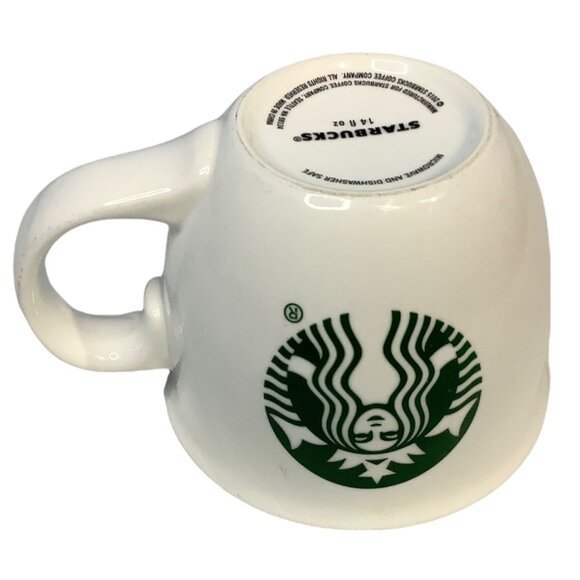 STARBUCKS Coffee Cup Large White  Mug 14 Oz. 2015 Iconic Green Mermaid Siren Log - Picture 5 of 5